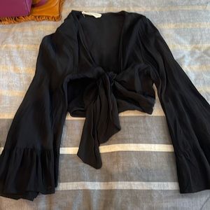 AUDREY black crop long sleeve